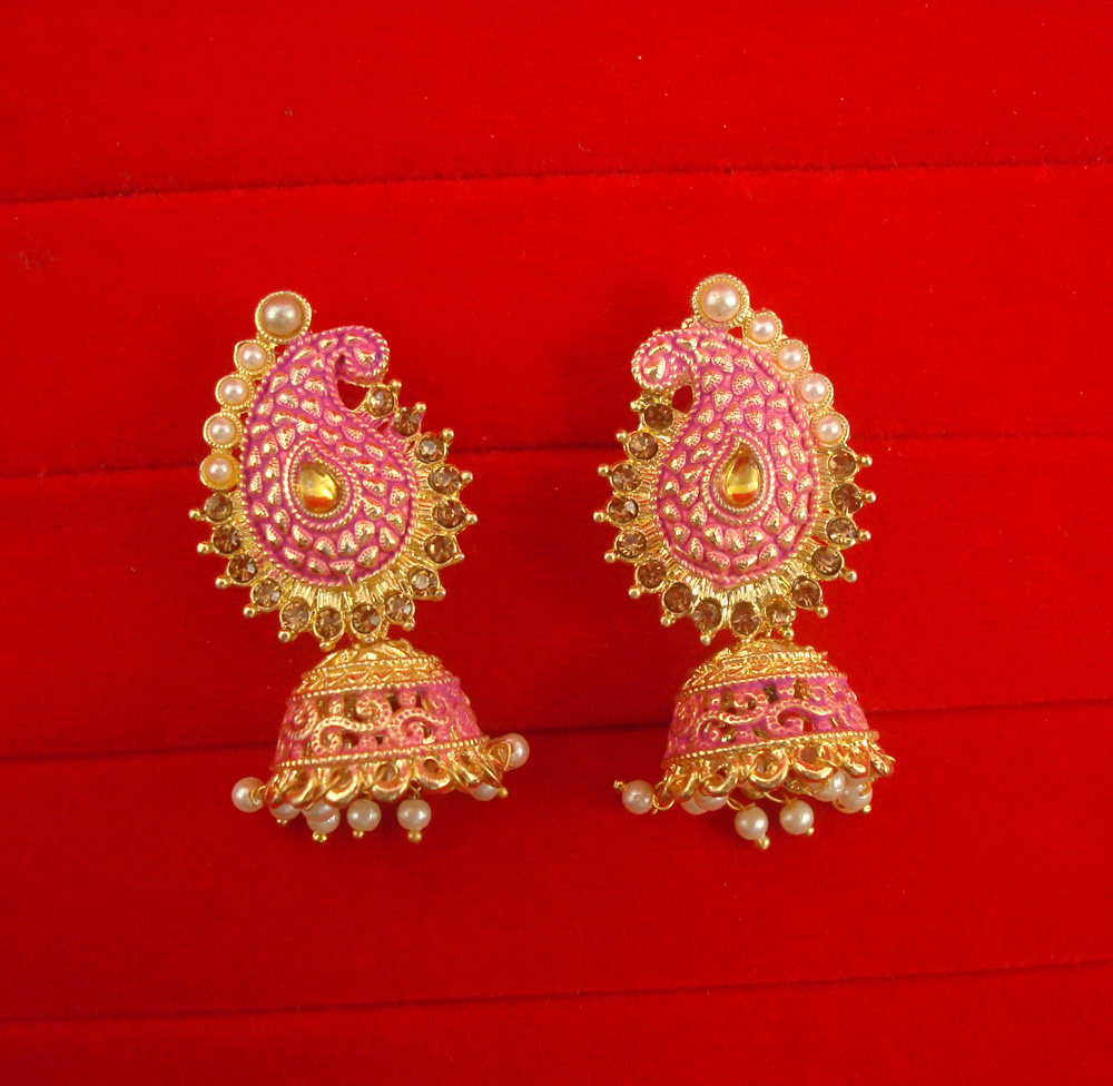 JH56P Daphne Wedding Wear Designer Leaf Shape Jhumki Earring For Girls