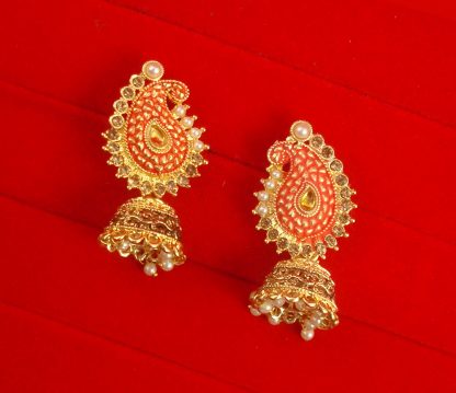 JH56R Daphne Wedding Wear Designer Leaf Shape Jhumki Earring For Girls