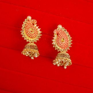 JH56RB Daphne Wedding Wear Designer Leaf Shape Jhumki Earring For Girls