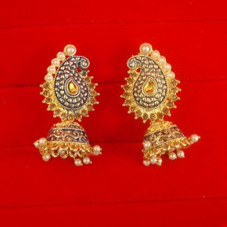 JH56Z Daphne Wedding Wear Designer Leaf Shape Jhumki Earring For Girls