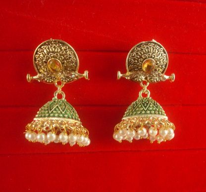 JH57BG Daphne Wedding Wear Unique Earring With Round Hanging Jhumki