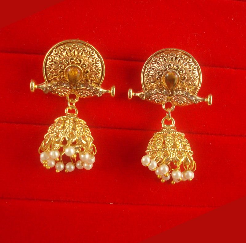 JH57DI Daphne Wedding Wear Unique Earring With Round Hanging Jhumki