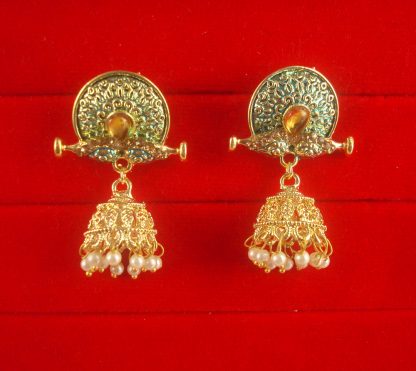 JH57GI Daphne Wedding Wear Unique Earring With Round Hanging Jhumki