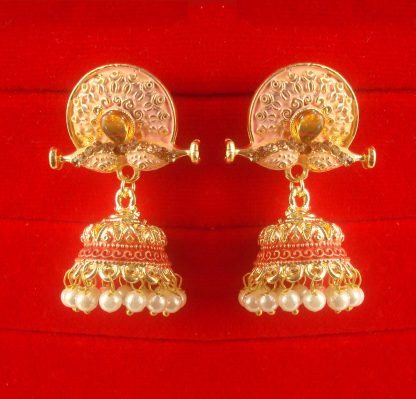JH57P1R Daphne Wedding Wear Unique Earring With Round Hanging Jhumki