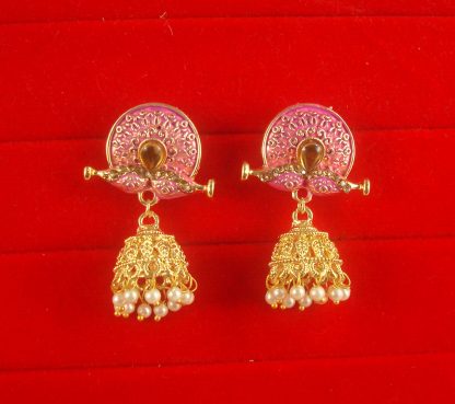 JH57PI Daphne Wedding Wear Unique Earring With Round Hanging Jhumki