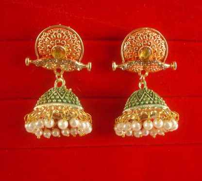 JH57RG Daphne Wedding Wear Unique Earring With Round Hanging Jhumki