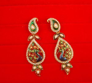 JH60 Daphne Wedding Wear Unique Zircon Peacock Earring For Woman 