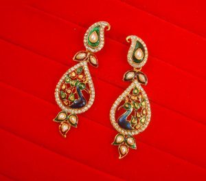 JH60 Daphne Wedding Wear Unique Zircon Peacock Earring For Woman 