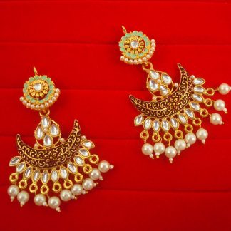 JH63 Daphne Designer Wedding Wear Golden Shade Earring For Woman