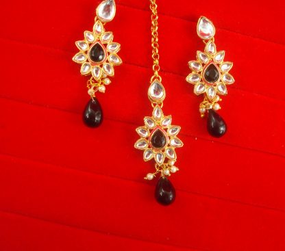 JH64BP Daphne Light Weight Wedding Wear Hanging Earring Maang tikka For Woman