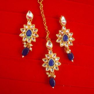 JH64IG Daphne Light Weight Wedding Wear Hanging Earring Maang Tika For Woman