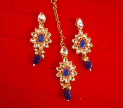 JH64IP Daphne Light Weight Wedding Wear Hanging Earring Maang tikka For Woman