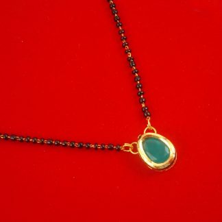 MN85G Daphne Golden Green Tiny Stylish Single Kundan Mangalsutra