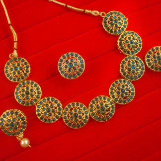 NH16F Daphne Punjabi Style Golden White Wedding Wear Round Necklace For Bridals