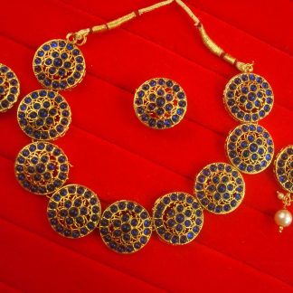 NH16Z Daphne Punjabi Style Golden White Wedding Wear Round Necklace For Bridals