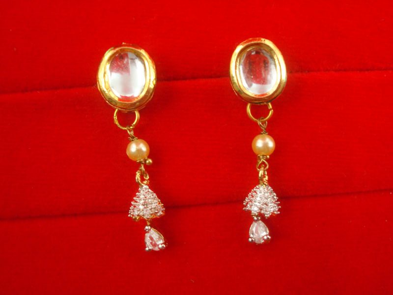 Nh18 Daphhne Choker Kundan Earring With Zircon Hanging For Newly Bridals