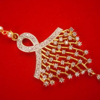 ZMG14 Daphne Wedding Wear Unique Shape Zircon Maang Tikka For Girls and Woman