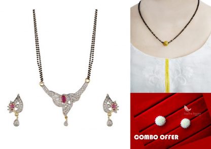 Artificial Jewellery Combo of Two Mangalsutra and One Pair of Earring
