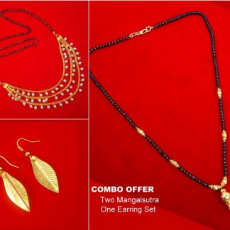 Artificial Jewellery Combo of Two Mangalsutra and one Pair of Earring