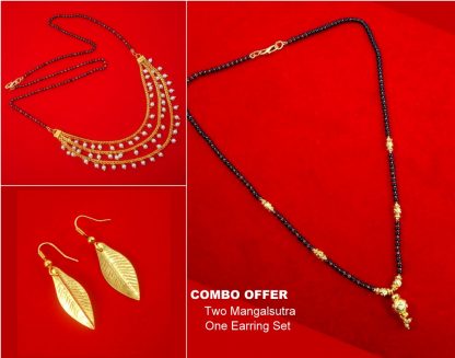 Artificial Jewellery Combo of Two Mangalsutra and one Pair of Earring