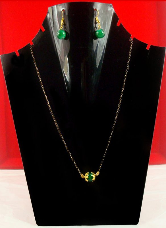 Daily Wear Classy Indo Western Green Mangalsutra Earring DM19