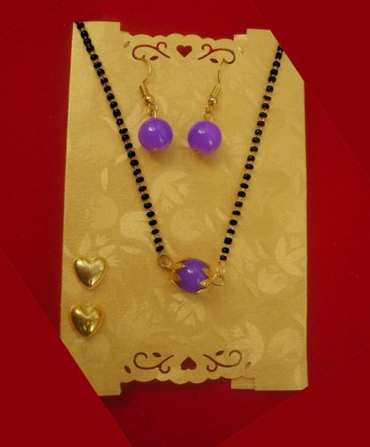 Daily Wear Classy Indo Western Purple Mangalsutra Earring DM17