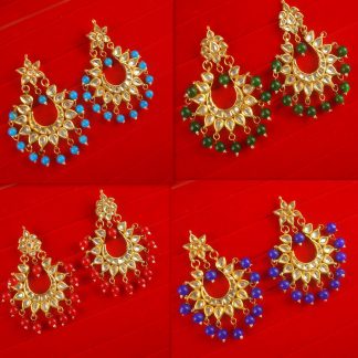 Daphne Bollywood Style Designer Chandbali Earring With Hanging Pearls