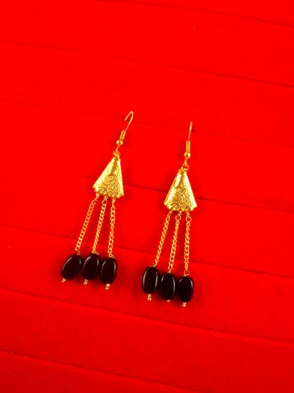 Ethnic Wear Golden Black Hanging Fashion Earring For Girls FE64
