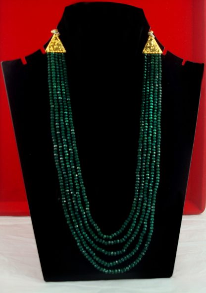 Indo Western Green Beads Multilayer Party Wear Necklace NH31