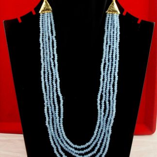 Indo Western Sky Blue Beads Multi Layer Party Wear Necklace NH30