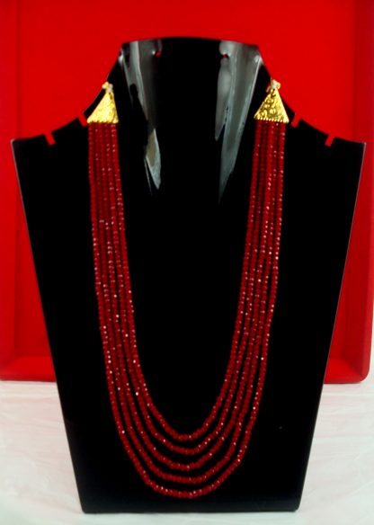 Indo Western Classy Maroon Beads Multi Layer Party Wear Necklace NH29