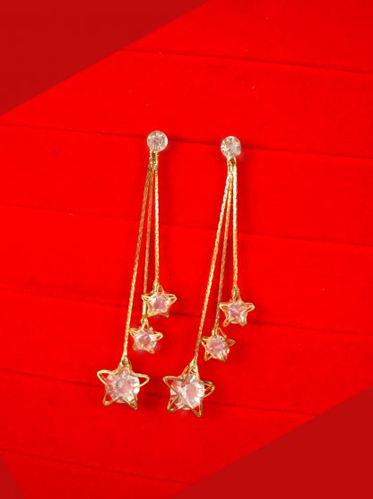 Indo Western Wear Golden Star Hanging Earring Gift For Her FE65