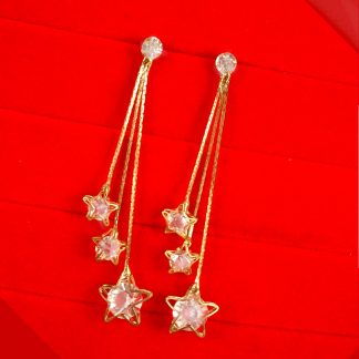 Indo Western Wear Golden Star Hanging Earring Gift For Her FE65