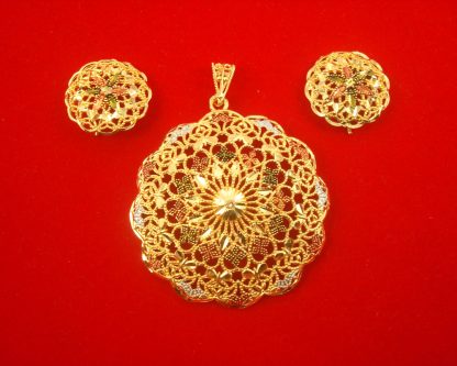 South Indian Fashion Jewelry Ethnic Gold Plated Big Pendant Earring Set GP11