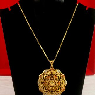 South Indian Fashion Jewelry Ethnic Gold Plated Big Pendant Earring Set GP11
