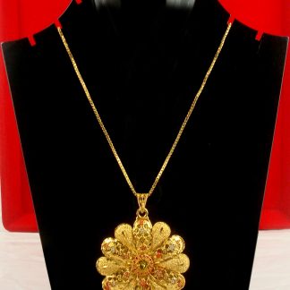 South Indian Jewelry Ethnic Golden Plated Pendant Earring Set GP12