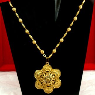 South Indian Style Golden Floral Pendant Chain Gift For Wife DC15