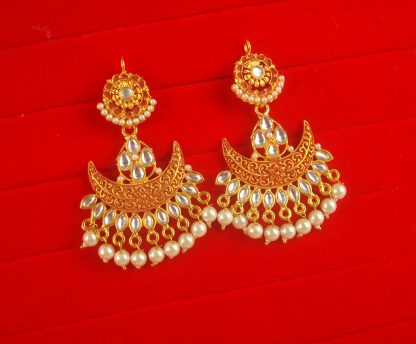Wedding Wear Golden Red Shade Pearl Hanging Earring JH74