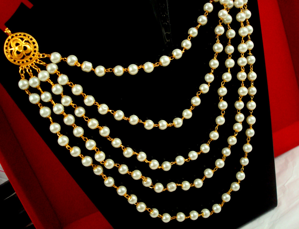 Wedding Wear Royal Look Pearl Multi Strand Necklace NH19