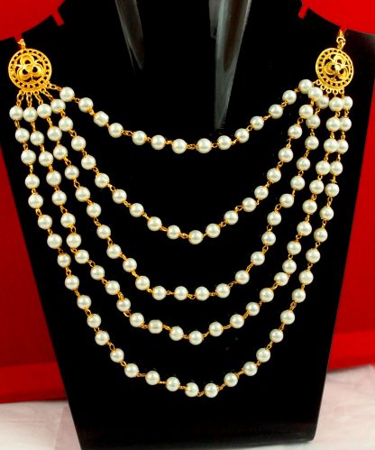 Wedding Wear Royal Look Pearl Multi Strand Necklace NH19