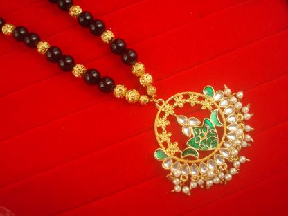Bollywood Style Designer Onyx Chain Pendant Necklace Set NH49