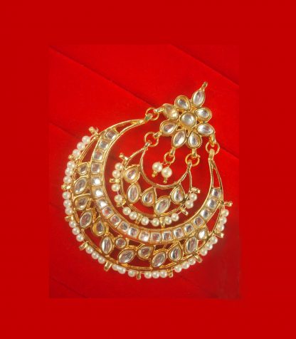 Bollywood Style Party Wear White Round Earrings For Christmas Celebration