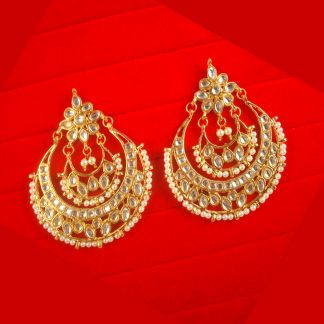 Bollywood Style Party Wear White Round Earrings For Christmas Celebration