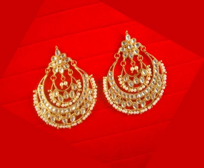 Bollywood Style Party Wear White Round Earrings For Christmas Celebration