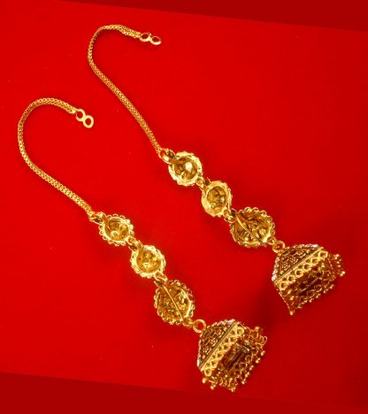 Bollywood Style Wedding Wear Three Layer Golden Black Jhumki