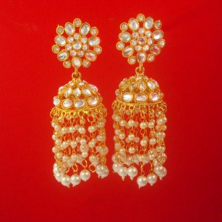 Bollywood Style Wedding Wear White Pearl Hagning Earring JH90