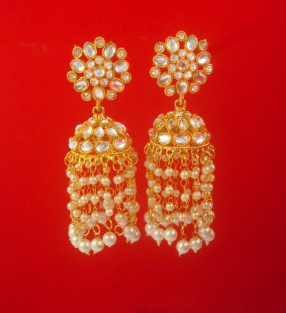 Bollywood Style Wedding Wear White Pearl Hagning Earring JH90
