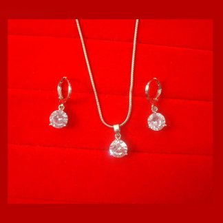 Classy Charming Unique Round Silver Pendant Earring Set Diwali Gift For Wife SP11