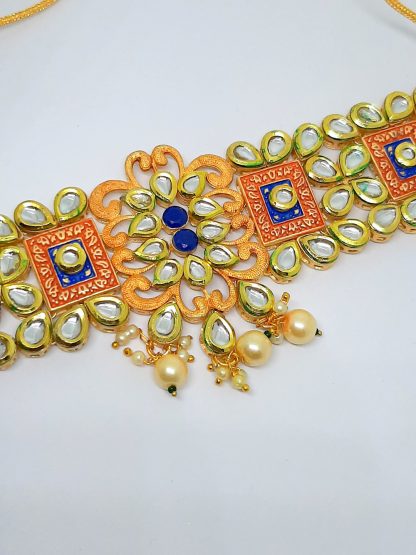 Designer Blue Royal Look Kundan Necklace For Bridals Gift For Diwali NH46