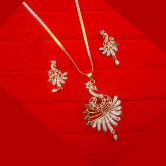 Designer Bollywood Style Peacock Design Pendant Earring Set